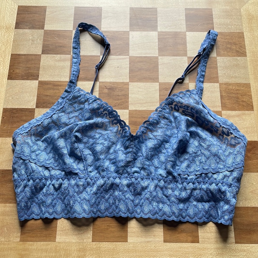 Beautiful Lace Dusty Blue Bralette Size Medium M Unlined